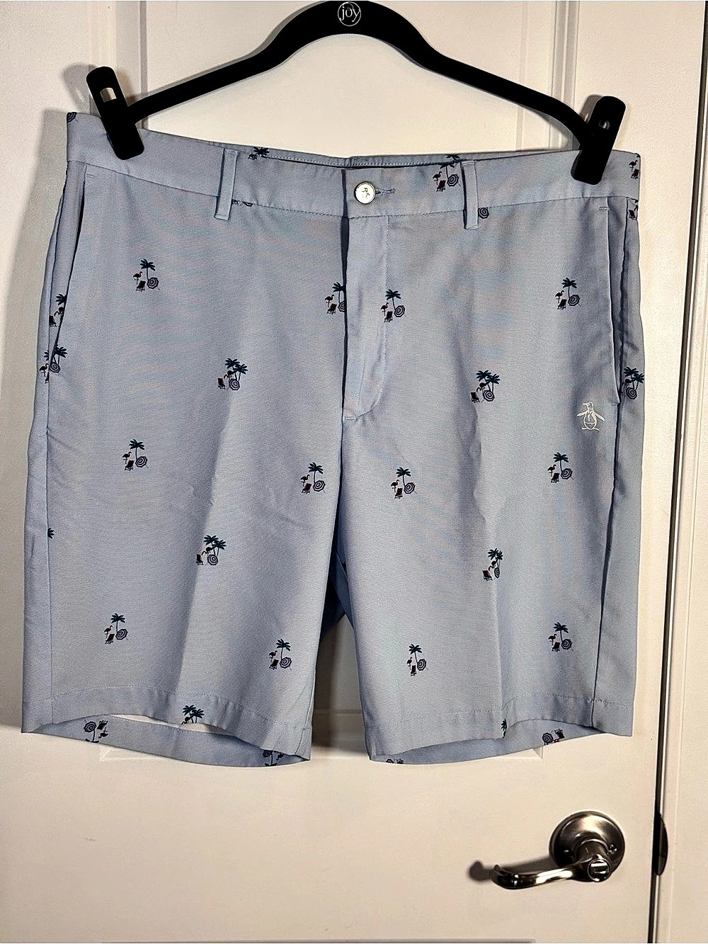 Original Penguin Golf Shorts Mens 36 Blue Flamingo Tropical Stretch Athleisure